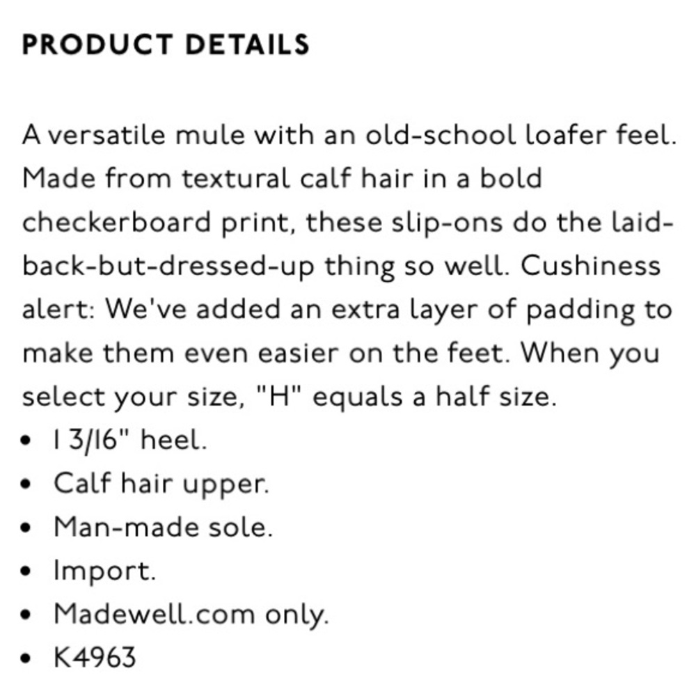 Madewell | NIB Willa Loafer Checkerboard Mule / Clog - Picture 5 of 8